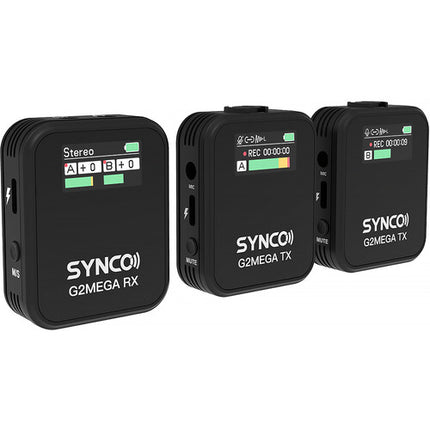 Synco WAir-G2-A2 MEGA Sistema Micrófono Lavalier Inalámbrico 2 Personas 8GB 656ft con Estuche de Carga