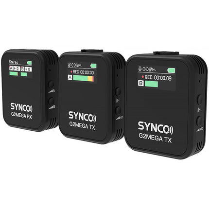 Synco WAir-G2-A2 MEGA Sistema Micrófono Lavalier Inalámbrico 2 Personas 8GB 656ft con Estuche de Carga