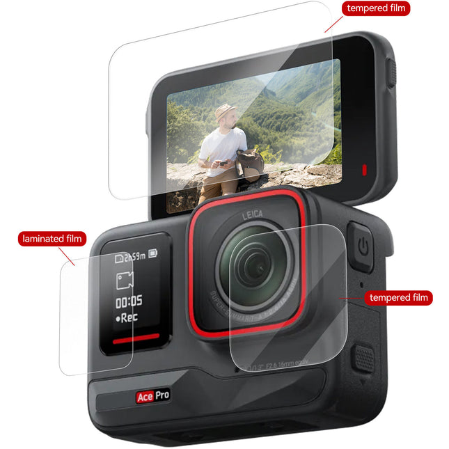 TELESIN Protector de Cristal Templado para Insta360 ACE Pro con Kit de Limpieza