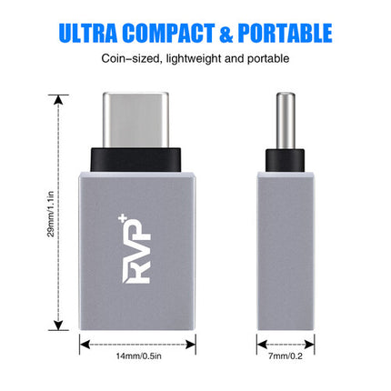 RVP+ Adaptador USB A Hembra a USB C Macho 5 Pack USB 3.2 Gen 1 Alumínio Gris