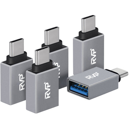 RVP+ Adaptador USB A Hembra a USB C Macho 5 Pack USB 3.2 Gen 1 Alumínio Gris