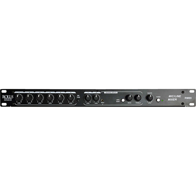 Rolls RM89 mezclador de micrófono y línea 8 canales con 6 entradas XLR balancedas y alimentación phantom