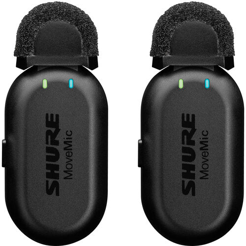 Shure MoveMic Two Sistema de Micrófono Inalámbrico Clip-On para 2 Personas 8 Horas de Batería y Alcance 30 m
