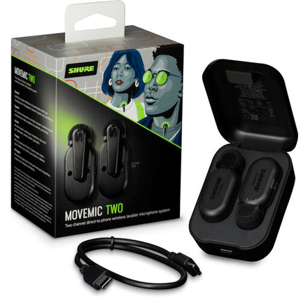 Shure MoveMic Two Sistema de Micrófono Inalámbrico Clip-On para 2 Personas 8 Horas de Batería y Alcance 30 m