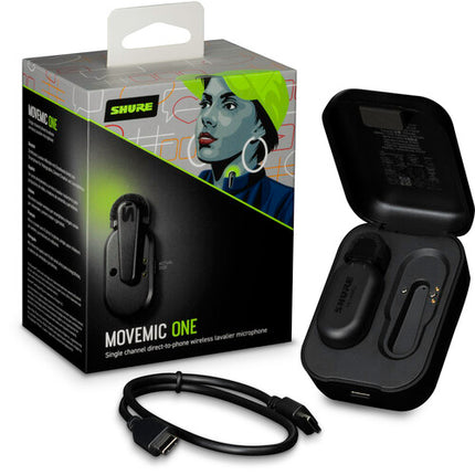 Shure MoveMic One Micrófono Inalámbrico Clip-On para Dispositivos Móviles 100 ft Alcance 8h Batería