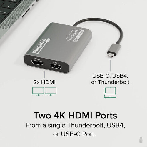 Plugable Adaptador USB-C a HDMI para Doble Monitor 3840x2160 60Hz