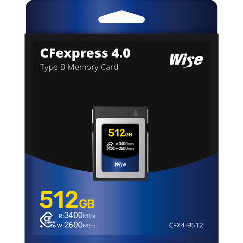 Wise Advanced 512GB Tarjeta de Memoria CFexpress 4.0 Tipo B 3400 MB/s lectura 2600 MB/s escritura