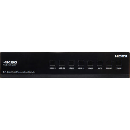 MuxLab 5x1 conmutador de presentación USB-C HDMI con Dante UHD 4K30 y HDBaseT