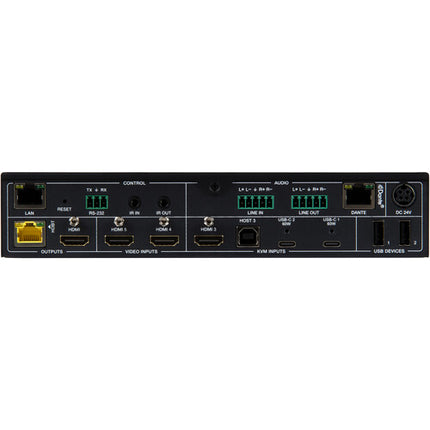 MuxLab 5x1 conmutador de presentación USB-C HDMI con Dante UHD 4K30 y HDBaseT