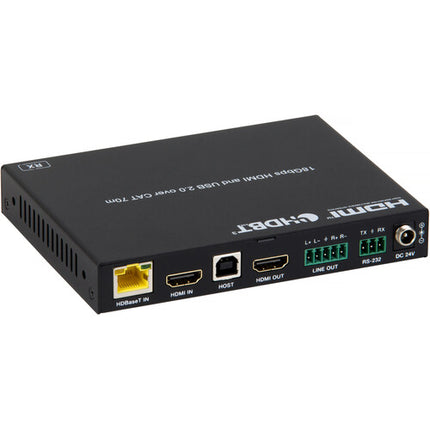 MuxLab 5x1 conmutador de presentación USB-C HDMI con Dante UHD 4K30 y HDBaseT