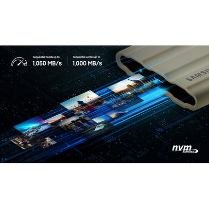 Samsung 1TB T7 Shield SSD portátil USB 3.2 Gen 2 1050 MB/s beige