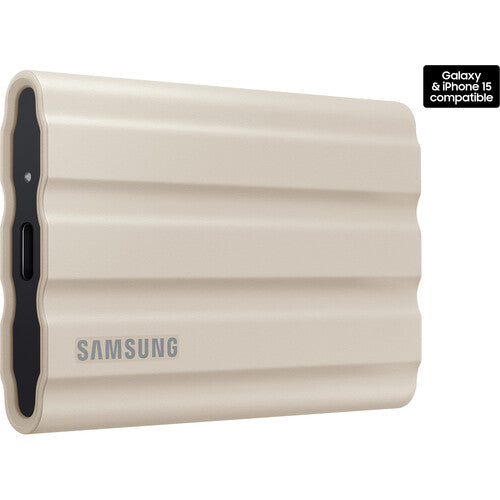 Samsung 2TB T7 Shield SSD Portátil Beige Velocidades 1050 MB/s USB 3.2