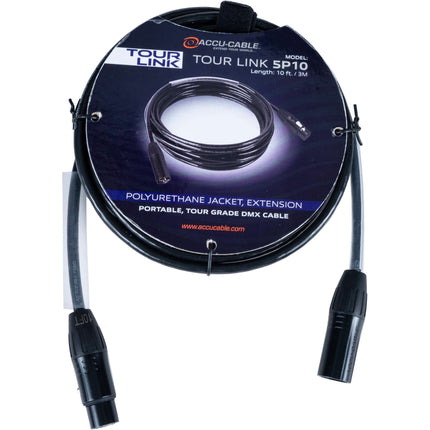 ADJ Tour Link 5P10 Cable DMX Profesional 5 Pines 3 m con Correa de Sujeción