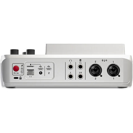 RODE RODECaster Duo Estudio Producción Audio Blanco 2 Preamps 4 Faders Pantalla Táctil
