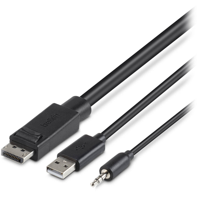 Belkin DisplayPort KVM Cable 6 pies Soporte 4K 60Hz Jack Audio 3.5mm