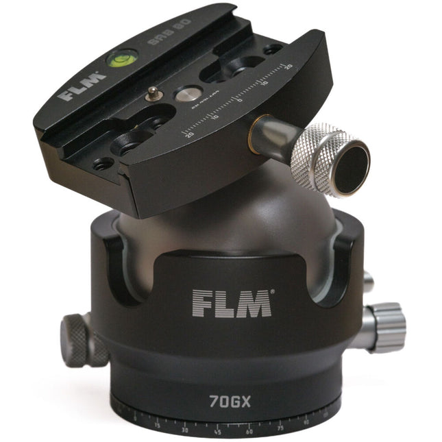 FLM 70GX Cabezal de Trípode de Bola Central Capacidad 50kg con Abrazadera QR SRB-80