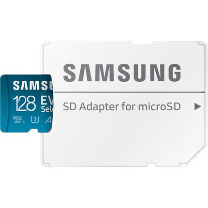 Samsung 128GB EVO Select tarjeta microSDXC 160MBs lectura 30MBs escritura con adaptador SD