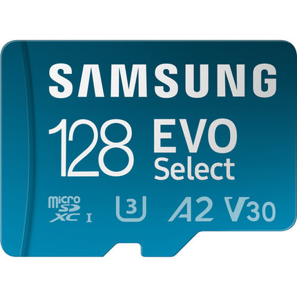 Samsung 128GB EVO Select tarjeta microSDXC 160MBs lectura 30MBs escritura con adaptador SD