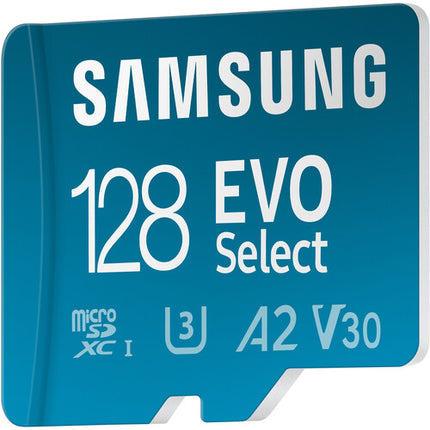 Samsung 128GB EVO Select tarjeta microSDXC 160MBs lectura 30MBs escritura con adaptador SD