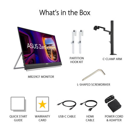ASUS ZenScreen MB229CF 21.5" Monitor portátil Full HD IPS 100 Hz 60W USB-C