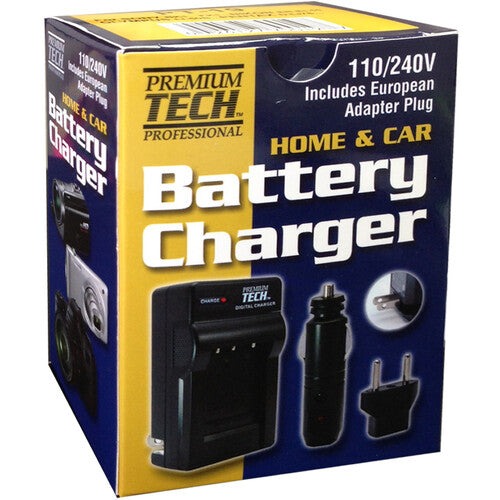 Premium Tech Professional Cargador de Viaje para Batería Kodak LB-015 con Enchufe Euro y Adaptador DC Vehículo