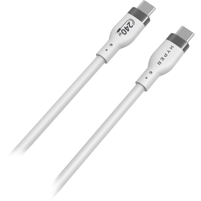 HYPER Cable USB-C 2.0 silicona carga 240W 3.3 pies blanco