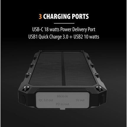 ToughTested Power Bank Solar 16000mAh Carga Inalámbrica IP65 Clip