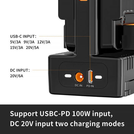 ZGCINE VM-C2 Kit Cargador Dual de Baterías V-Mount USB-C 100W PD 10A D-Tap