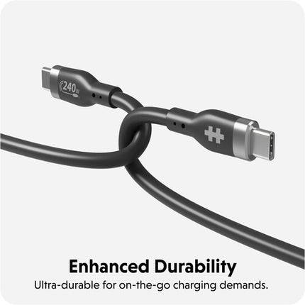 HYPER Cable de carga USB-C 2.0 240W 3.3 pies silicona negro