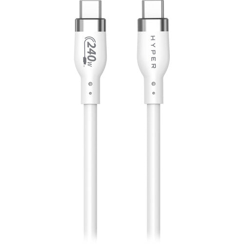 HYPER Cable USB-C 2.0 silicona carga 240W 3.3 pies blanco