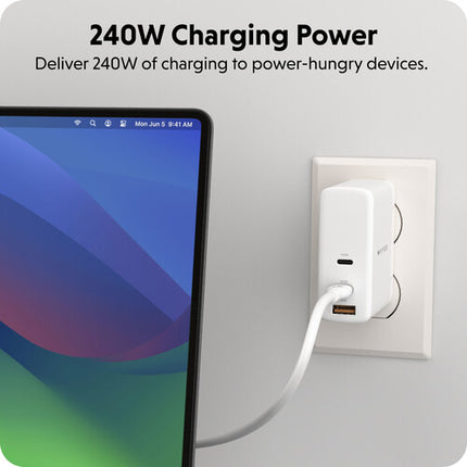 HYPER Cable USB-C 2.0 silicona carga 240W 3.3 pies blanco