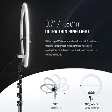 Neewer RP18B Pro LED Ring Light Bi-Color 18" 825 Lux Control Bluetooth