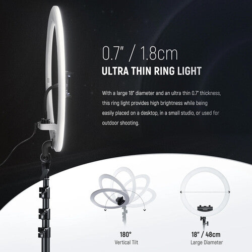 Neewer RP18B Pro LED Ring Light Bi-Color 18" 825 Lux Control Bluetooth
