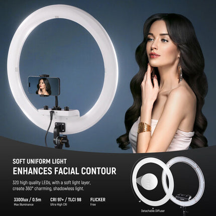 Neewer RP18B Pro LED Ring Light Bi-Color 18" 825 Lux Control Bluetooth