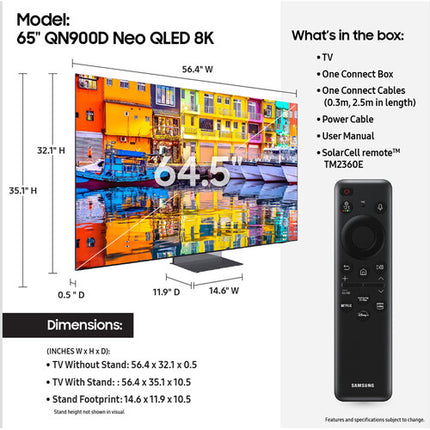 Samsung QN900D 65" TV Neo QLED Mini-LED Panel 8K 120Hz HDR10+