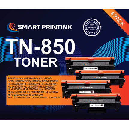 Smart Printink TN850 Cartucho de tóner negro alto rendimiento pack 4 unidades