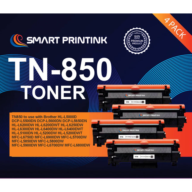 Smart Printink TN850 Cartucho de tóner negro alto rendimiento pack 4 unidades