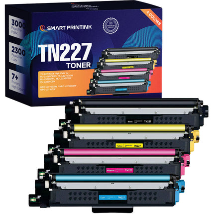 Smart Printink TN227 Kit de Cartuchos de Tinta para Impresora 4 unidades color Tri-Color Negro