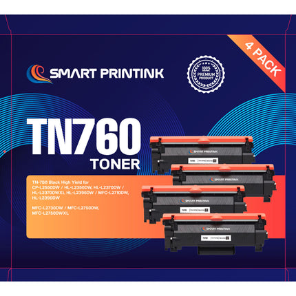 Smart Printink TN-760 Cartucho de Toner para Brother 4-Pack Alta Capacidad