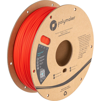 Polymaker PolyLite PLA Filamento 2.85mm 1kg Rojo Compatible Mesa Calefactable