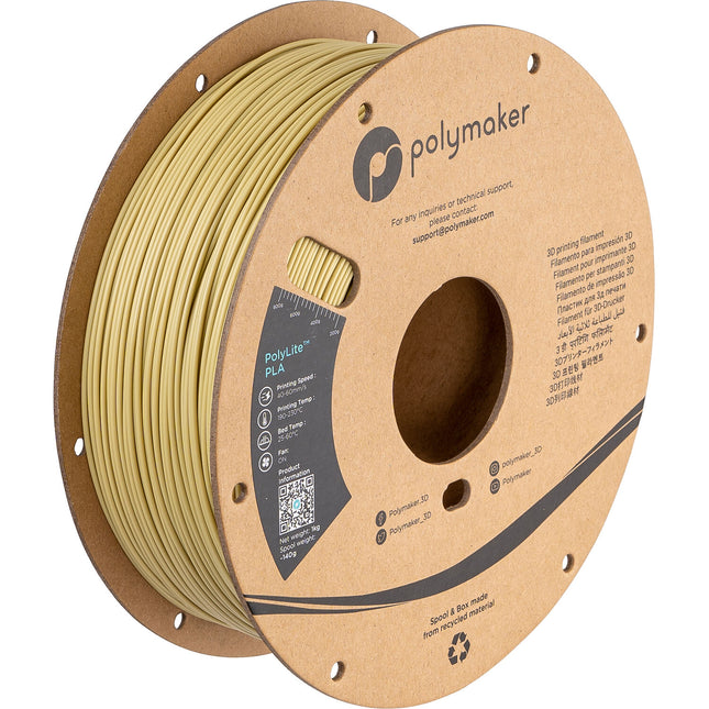 Polymaker 1.75mm PolyLite PLA Filamento 1kg Beige Alta Compatibilidad