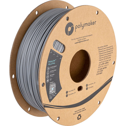Polymaker PolyLite PLA Pro Filamento 2.85mm 1kg Gris para Impresión 3D