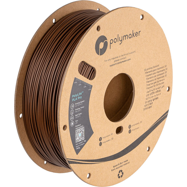 Polymaker PolyLite PLA Pro Filamento 1.75mm 1kg Marrón para impresión 3D
