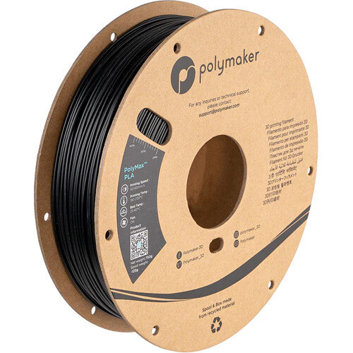 Polymaker 2.85mm PolyMax PLA Filamento Negro 750g Velocidad 40-60mm/s Temperatura 374-446°F