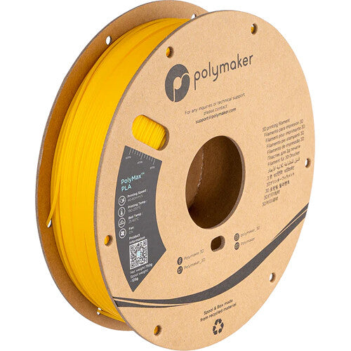 Polymaker 2.85mm PolyMax PLA Filamento 750g Amarillo Fácil de Imprimir