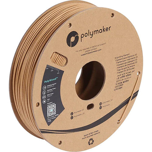 Polymaker 2.85mm PolyWood Filamento PLA 600g Diámetro 2.85mm Temperatura 374-410°F