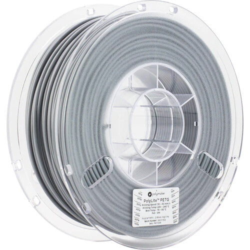 Polymaker PolyLite PETG Filamento 2.85mm 1kg Gris 464-500°F Velocidad 300mm/s