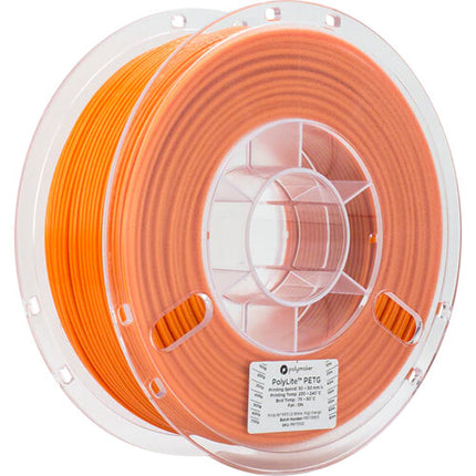 Polymaker 2.85mm PolyLite PETG Filamento 1kg Naranja Temperatura 446-464°F Velocidad 30-50mm/s