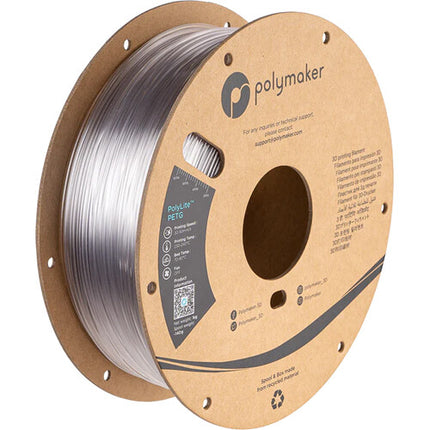 Polymaker 2.85mm PolyLite PETG Filamento Transparente 1kg 464-500°F 300mm/s