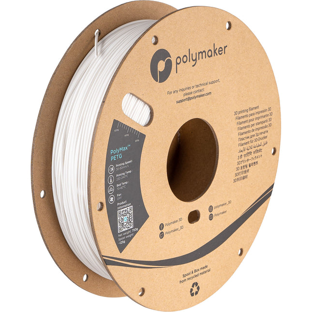 Polymaker PolyMax PETG Filamento 1.75mm 750g Blanco para impresión 3D